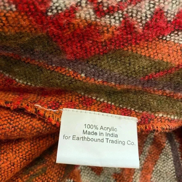 Earthbound Womens Boho Sweater Poncho Vest Wrap Cape High Low Aztec Fringe acryl - Picture 10 of 14